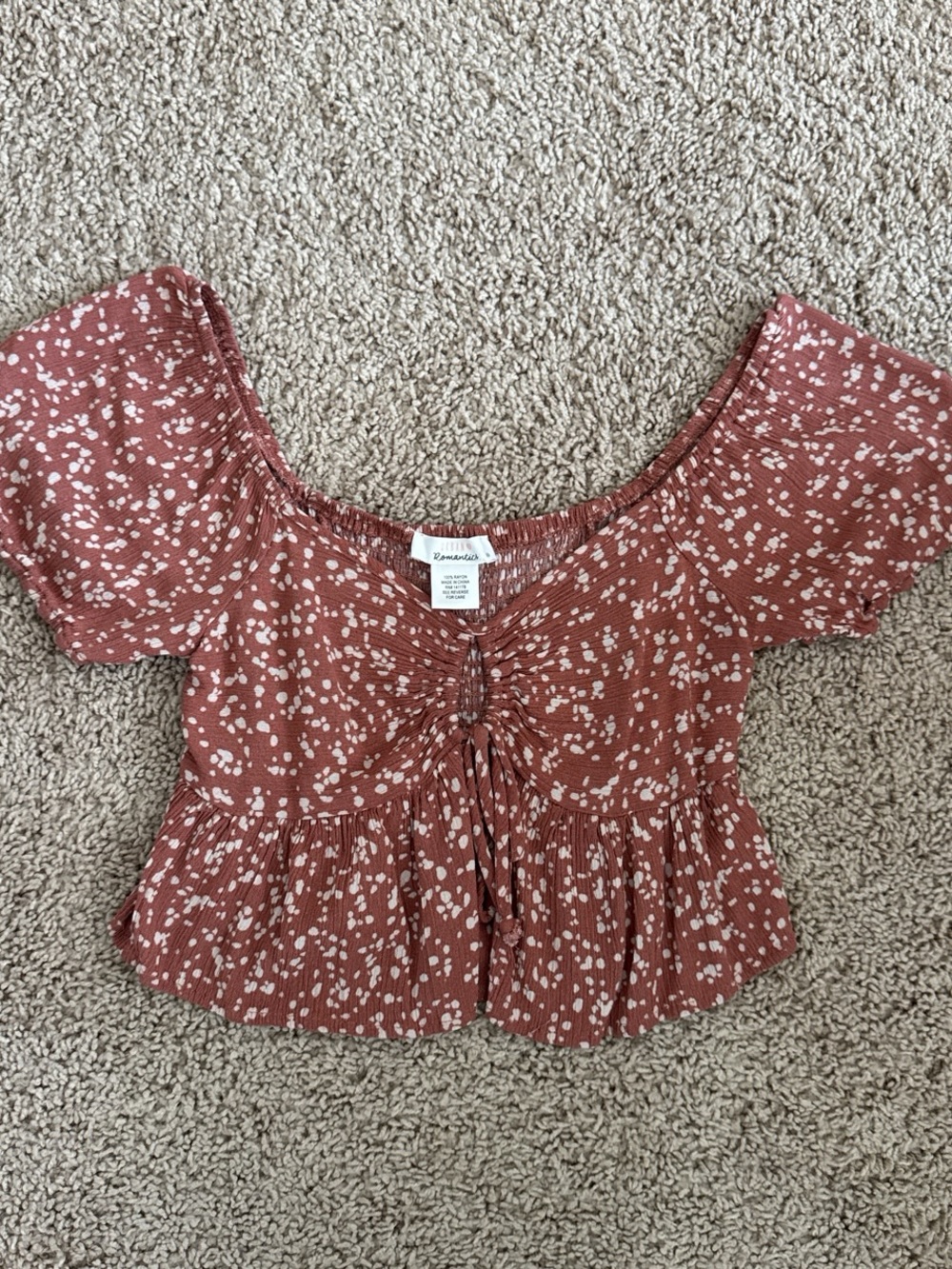 Pink and white floral crop top